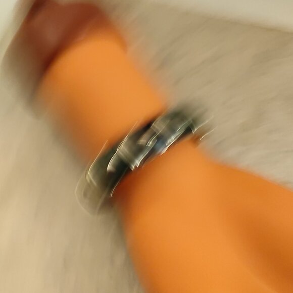 Clamper Bangle Bracelet Black & White Enamel Rhinestones Hinged - Picture 4 of 5